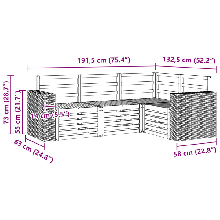 Sofasæt 4 pcs Massivt Akacietræ
