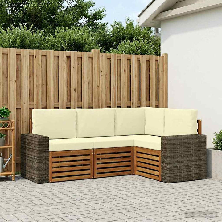 Sofasæt med pude 4 pcs Massivt Akacietræ