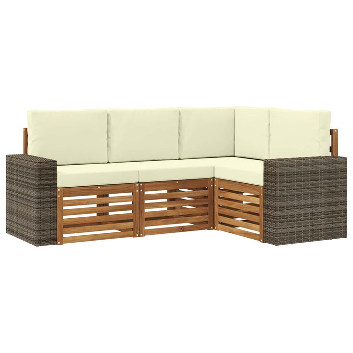 Sofasæt med pude 4 pcs Massivt Akacietræ