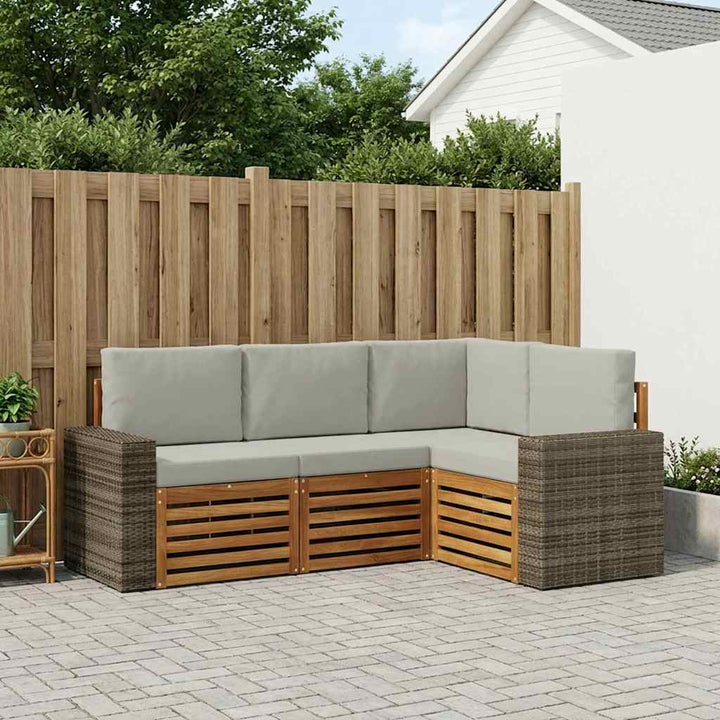 Sofasæt med pude 4 pcs Massivt Akacietræ