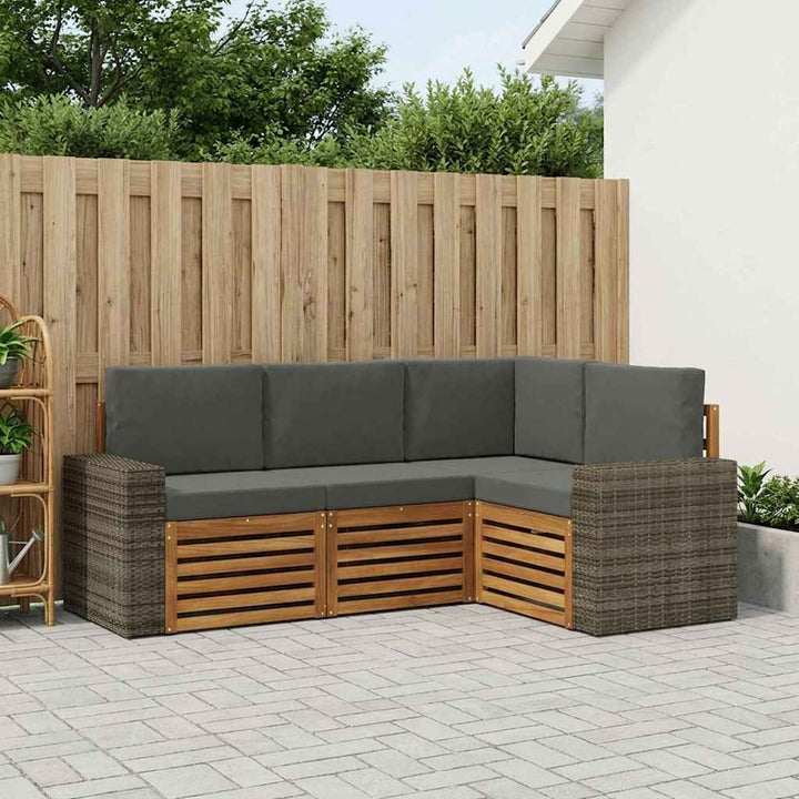 Sofasæt med pude 4 pcs Massivt Akacietræ