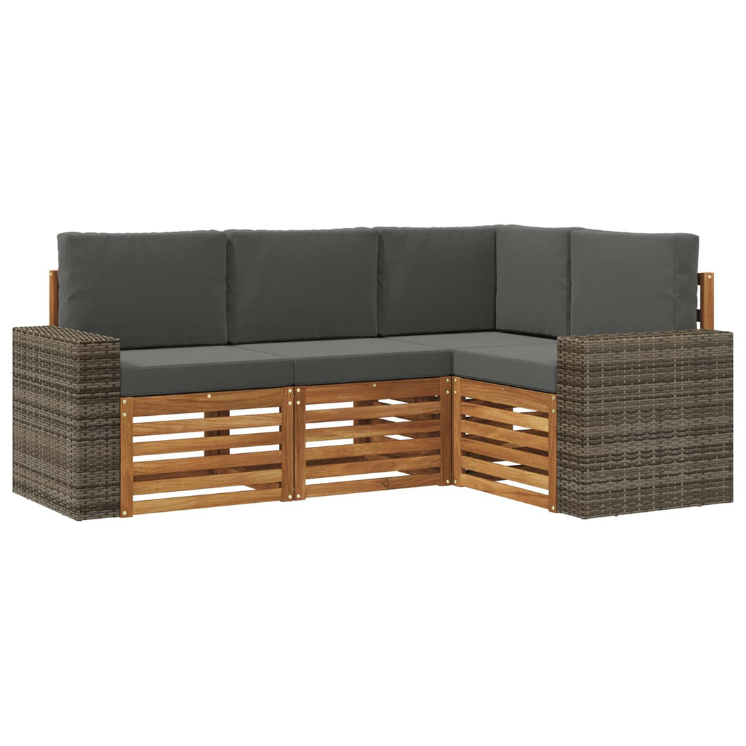 Sofasæt med pude 4 pcs Massivt Akacietræ