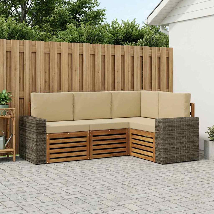Sofasæt med pude 4 pcs Massivt Akacietræ
