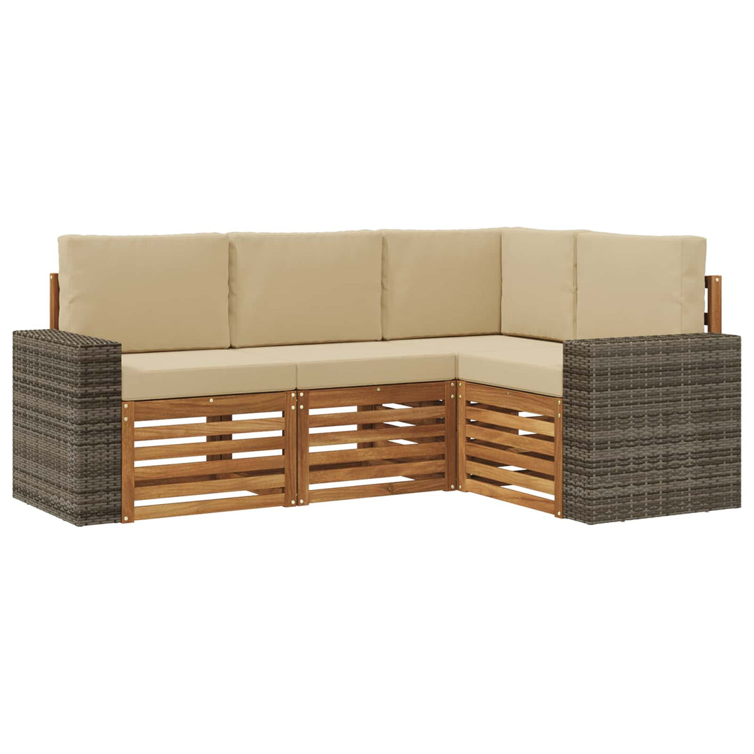 Sofasæt med pude 4 pcs Massivt Akacietræ
