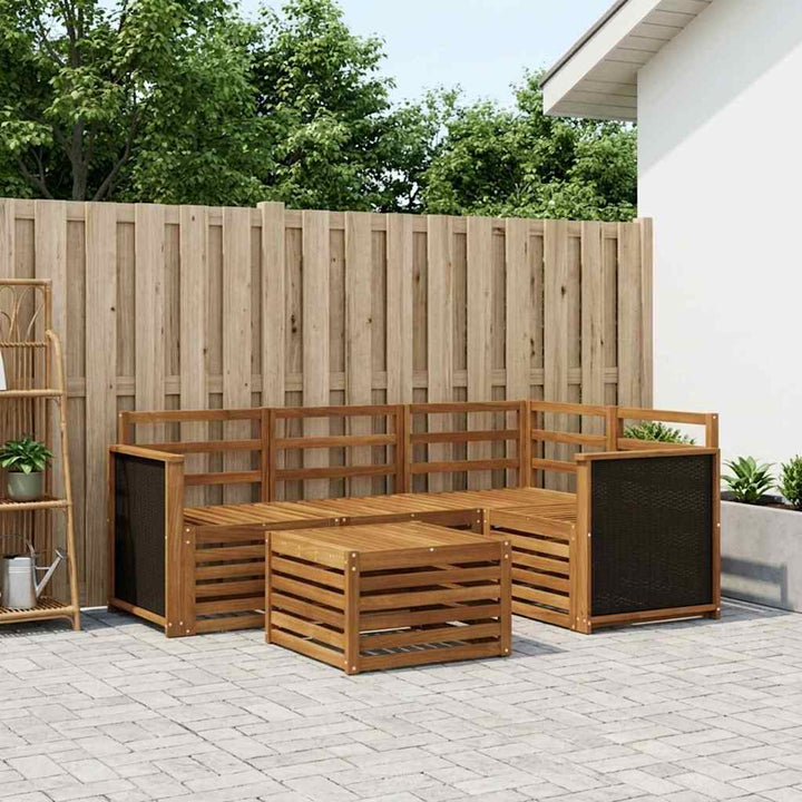 Udendørs sofagruppe 5 stk. Naturfarvet Polyester