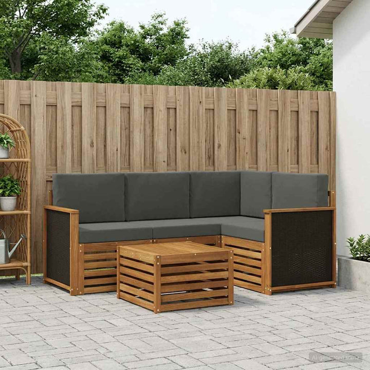 Udendørs sofagruppe 5 stk. Naturlig og Antracit Polyester
