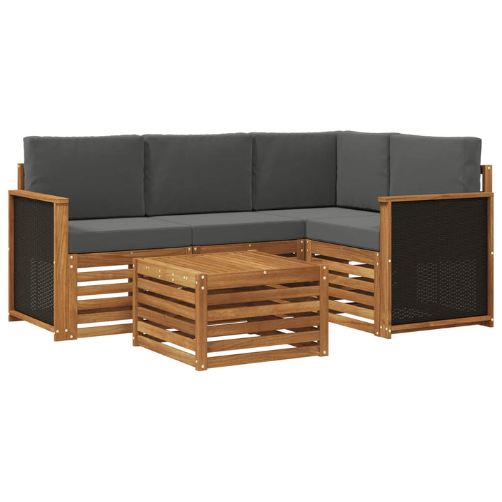 Udendørs sofagruppe 5 pcs Naturlig og Antracit 59 x 59 x 37 cm