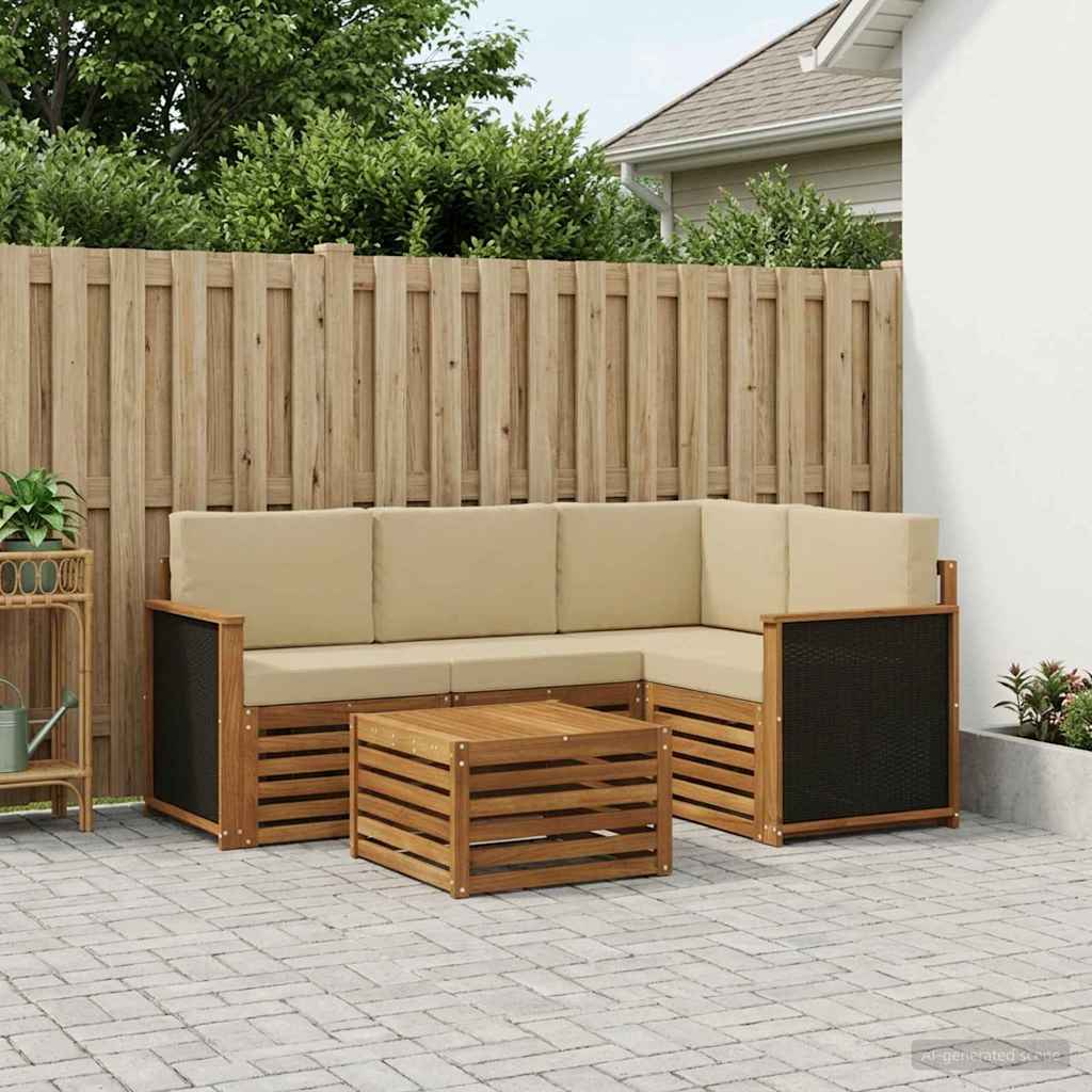 Udendørs sofagruppe 5 stk. Naturlig og Beige Polyester