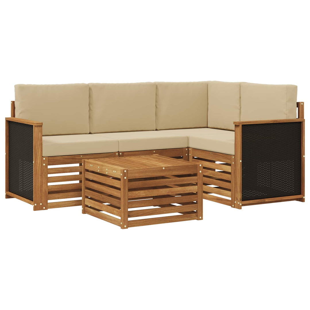 Udendørs sofagruppe 5 pcs Naturlig og Beige 59 x 59 x 37 cm
