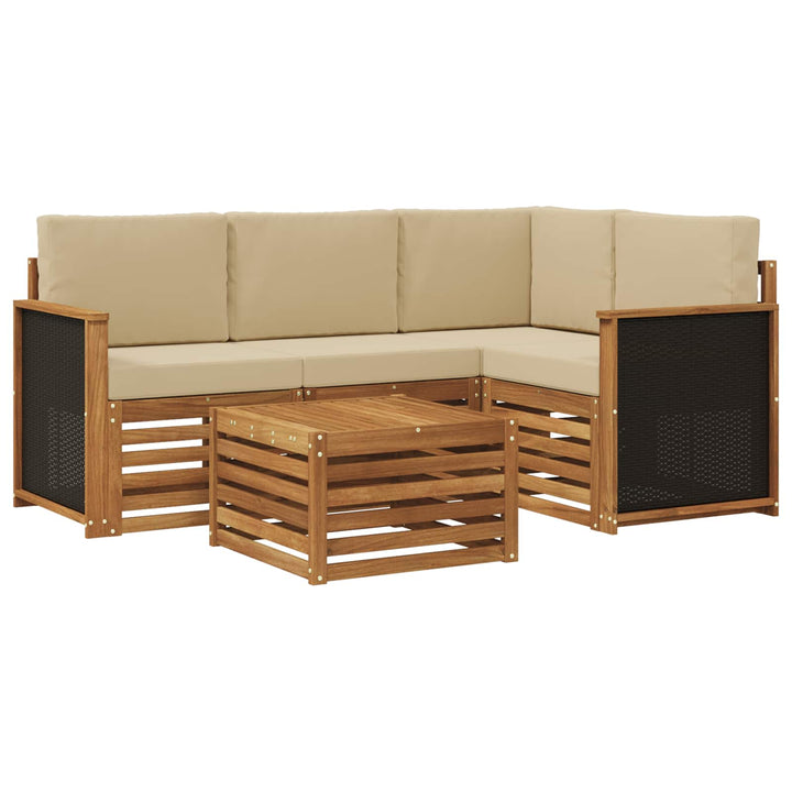 Udendørs sofagruppe 5 pcs Naturlig og Beige 59 x 59 x 37 cm