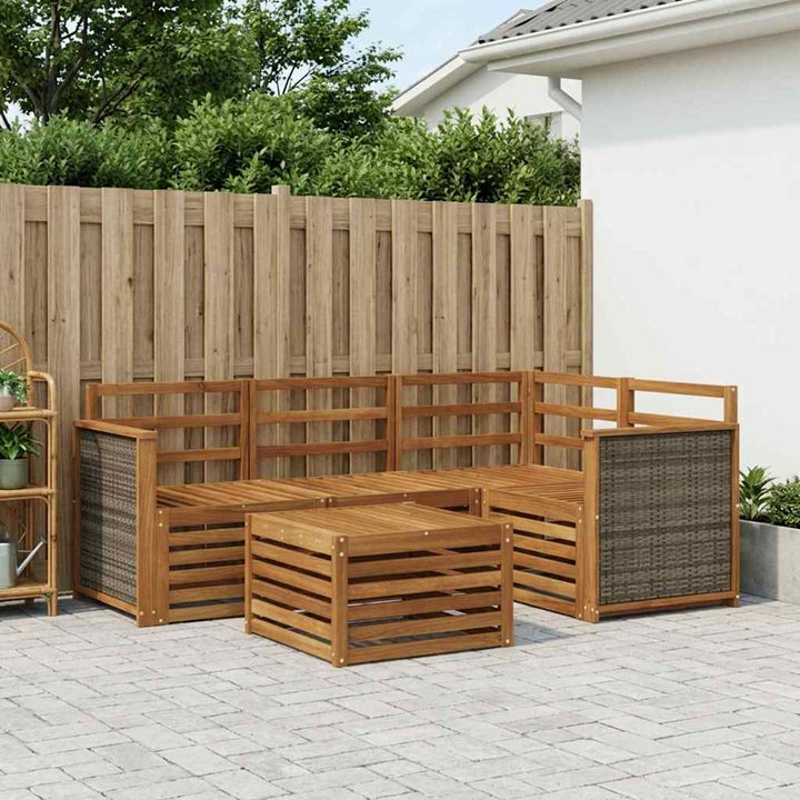 Udendørs sofagruppe 5 pcs Naturfarvet 59 x 59 x 37 cm Polyester