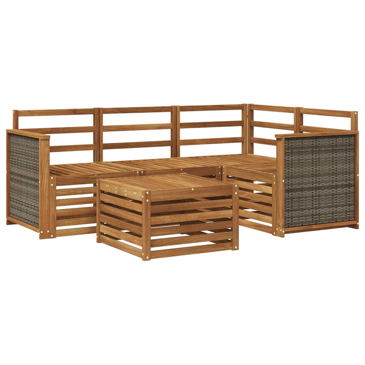 Udendørs sofagruppe 5 pcs Naturfarvet 59 x 59 x 37 cm Polyester
