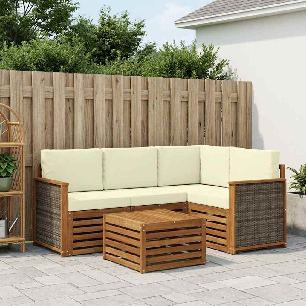 Udendørs sofagruppe 5 pcs Naturlig og Fløde 59 x 59 x 37 cm