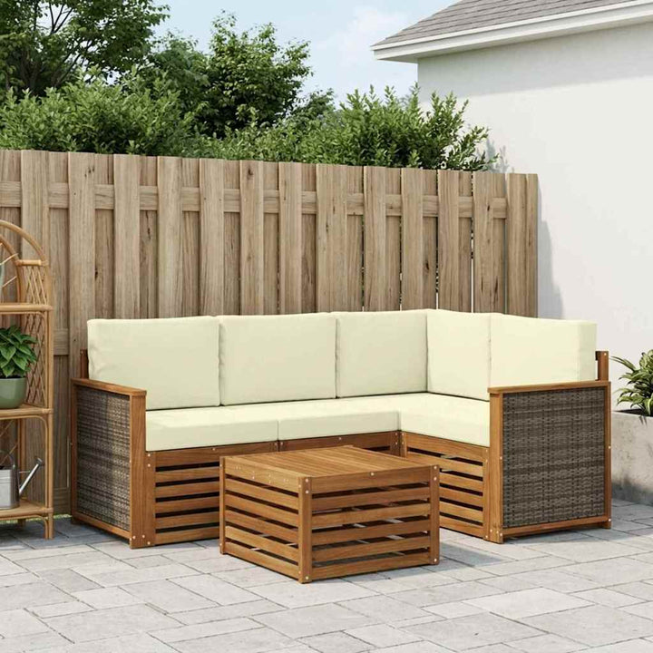Udendørs sofagruppe 5 pcs Naturlig og Fløde 59 x 59 x 37 cm