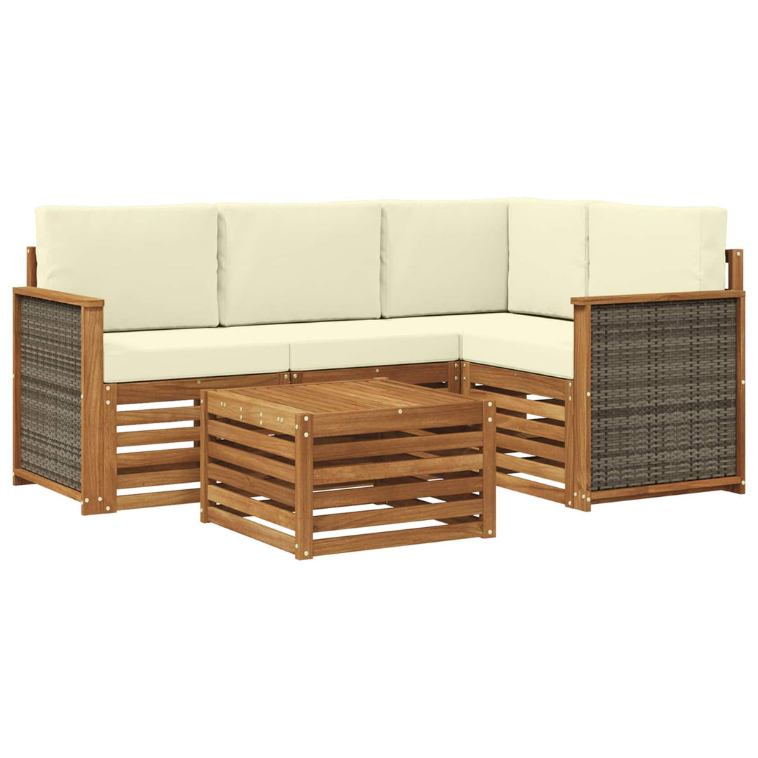 Udendørs sofagruppe 5 pcs Naturlig og Fløde 59 x 59 x 37 cm