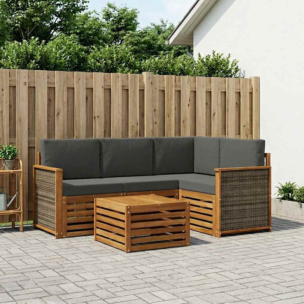 Udendørs sofagruppe 5 pcs Naturlig og Antracit 59 x 59 x 37 cm