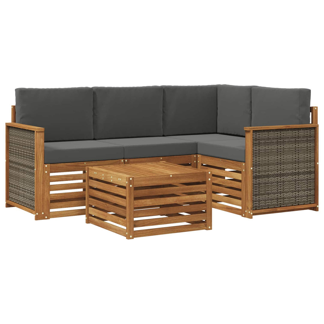Udendørs sofagruppe 5 pcs Naturlig og Antracit 59 x 59 x 37 cm