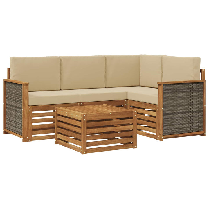 Udendørs sofagruppe 5 pcs Naturlig og Beige 59 x 59 x 37 cm