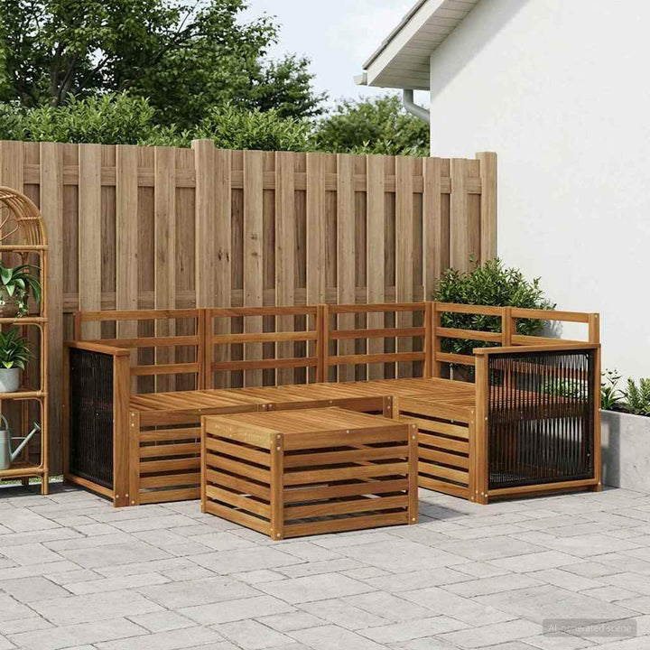 Udendørs sofagruppe 5 stk. Naturfarvet Polyester