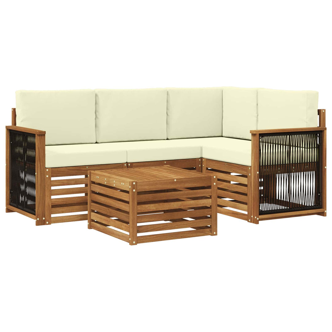 Udendørs sofagruppe 5 pcs Naturlig og Fløde 59 x 59 x 37 cm