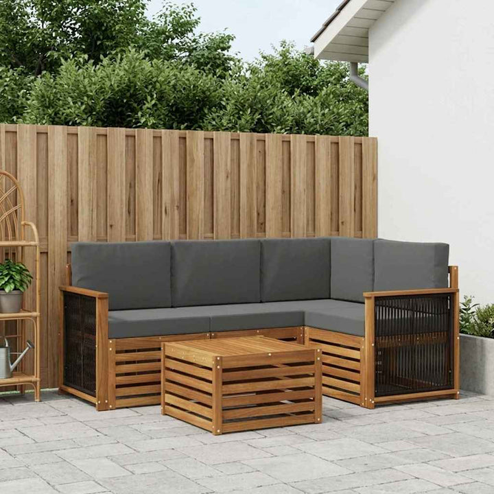 Udendørs sofagruppe 5 pcs Naturlig og Antracit 59 x 59 x 37 cm