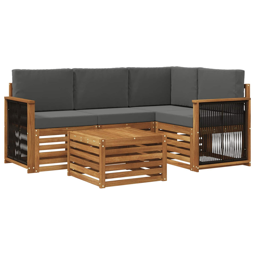 Udendørs sofagruppe 5 pcs Naturlig og Antracit 59 x 59 x 37 cm