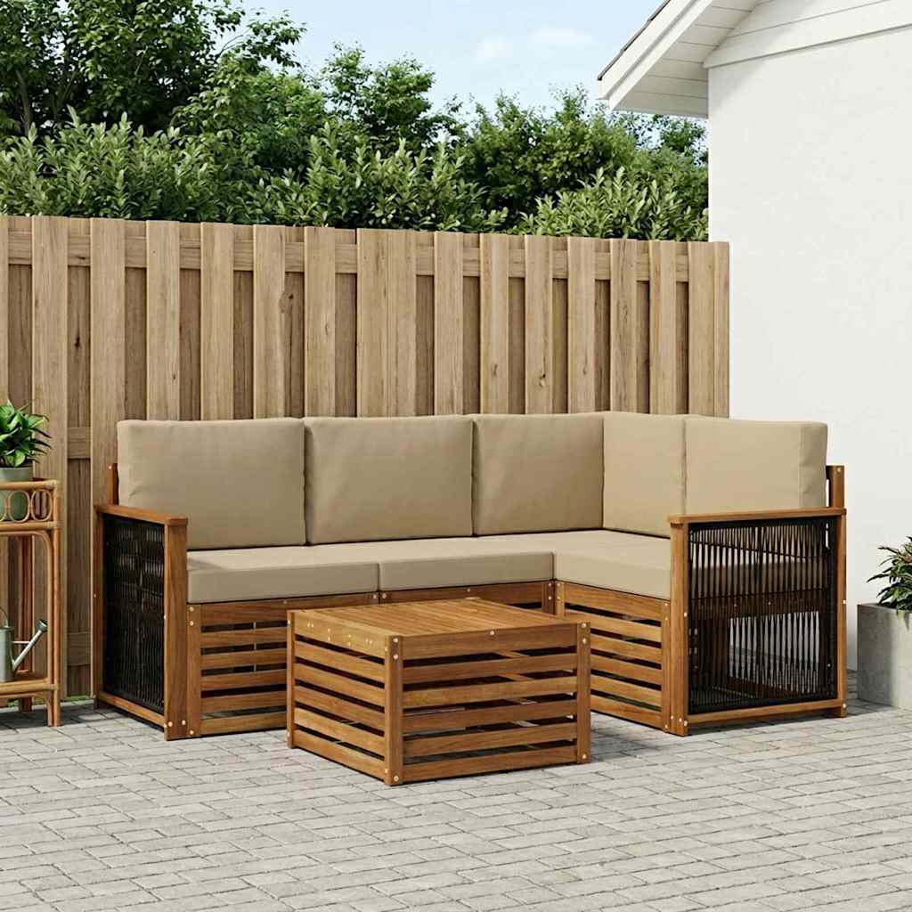 Udendørs sofagruppe 5 pcs Naturlig og Beige 59 x 59 x 37 cm