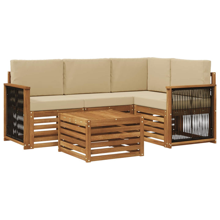 Udendørs sofagruppe 5 pcs Naturlig og Beige 59 x 59 x 37 cm