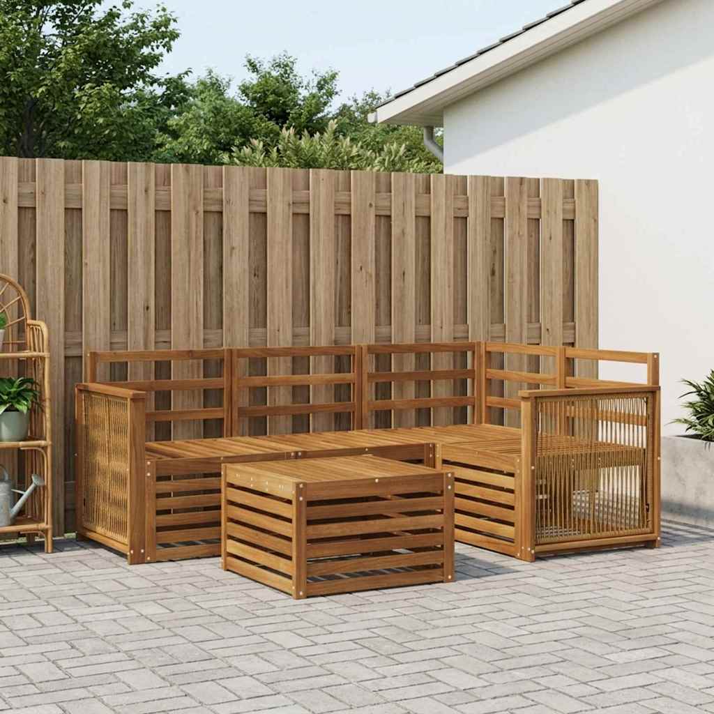 Udendørs sofagruppe 5 pcs Naturfarvet 59 x 59 x 37 cm Polyester