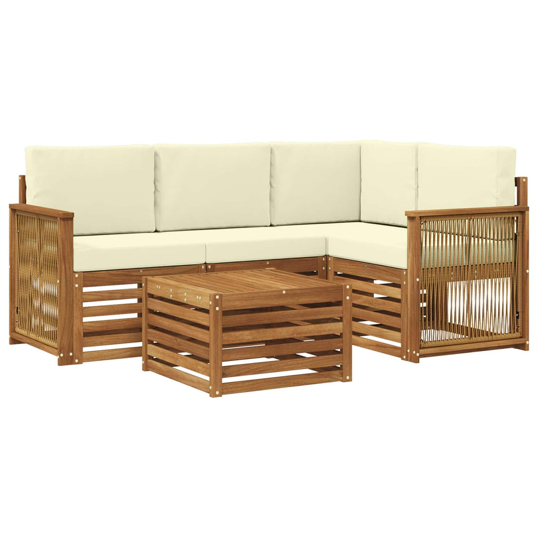 Udendørs sofagruppe 5 pcs Naturlig og Fløde 59 x 59 x 37 cm