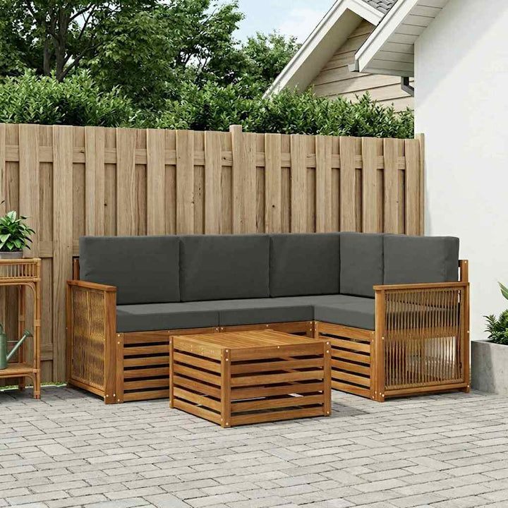 Udendørs sofagruppe 5 pcs Naturlig og Antracit 59 x 59 x 37 cm
