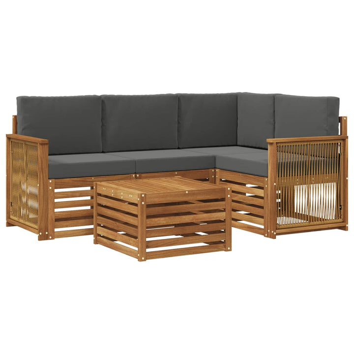 Udendørs sofagruppe 5 pcs Naturlig og Antracit 59 x 59 x 37 cm