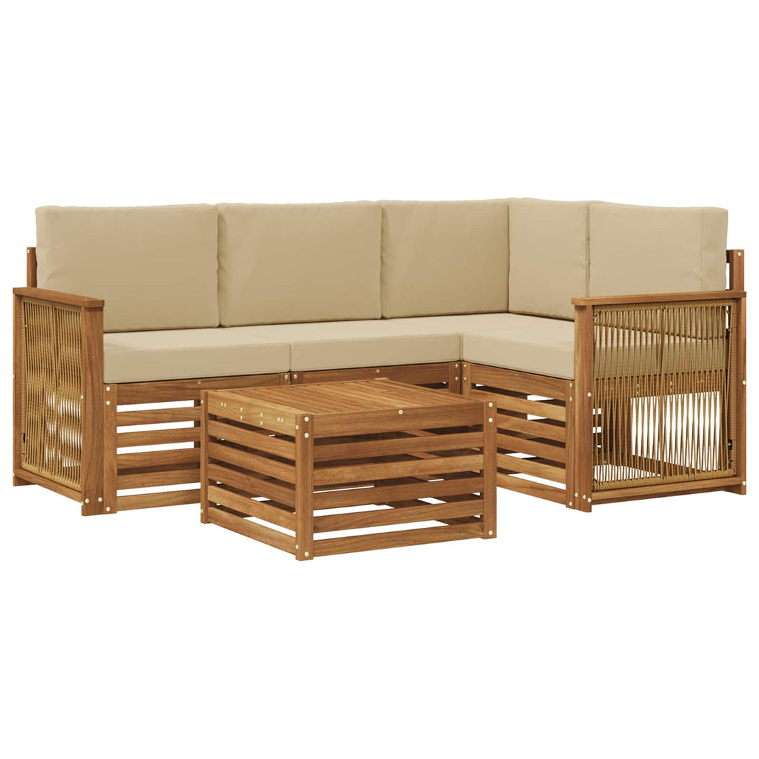 Udendørs sofagruppe 5 pcs Naturlig og Beige 59 x 59 x 37 cm