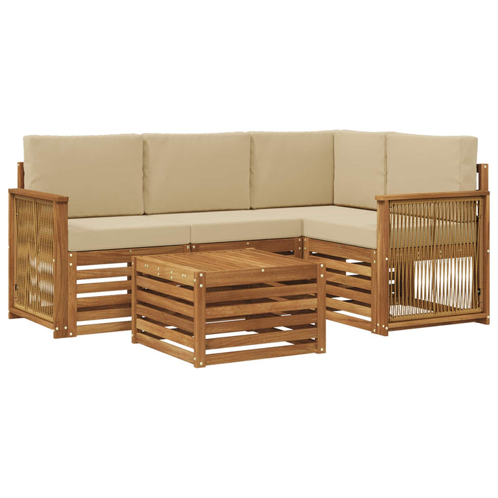 Udendørs sofagruppe 5 pcs Naturlig og Beige 59 x 59 x 37 cm