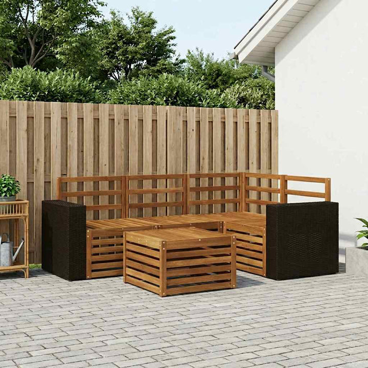 Udendørs sofagruppe 5 pcs Naturfarvet 59 x 59 x 37 cm Polyester