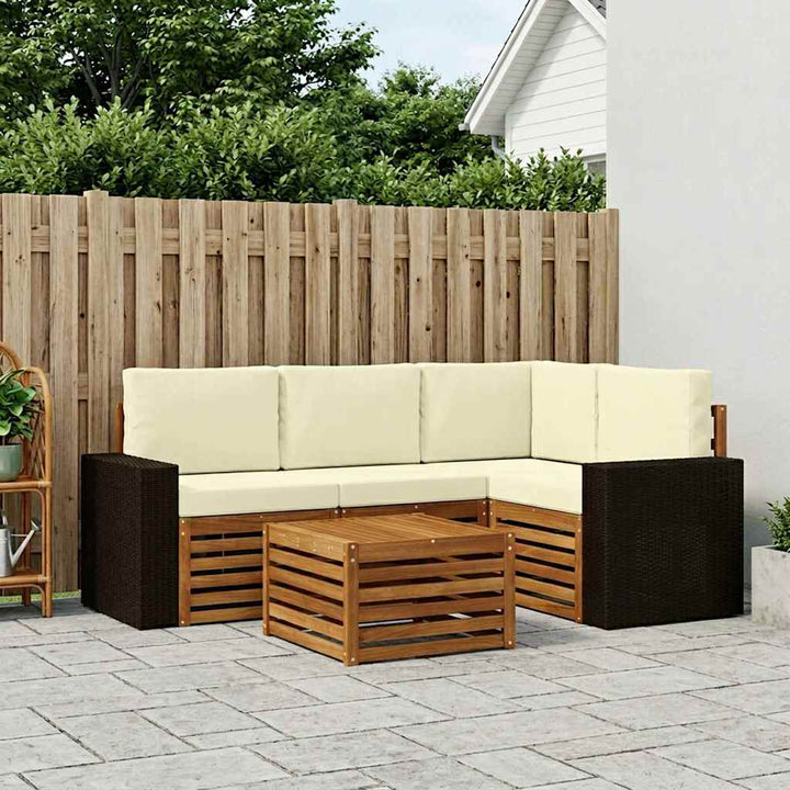Udendørs sofagruppe 5 pcs Naturlig og Fløde 59 x 59 x 37 cm