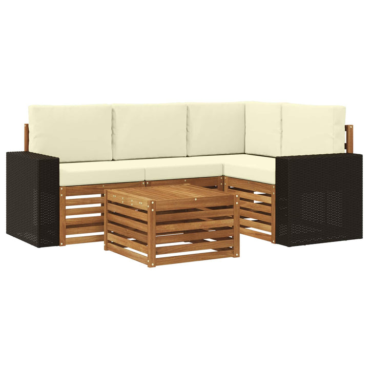 Udendørs sofagruppe 5 pcs Naturlig og Fløde 59 x 59 x 37 cm