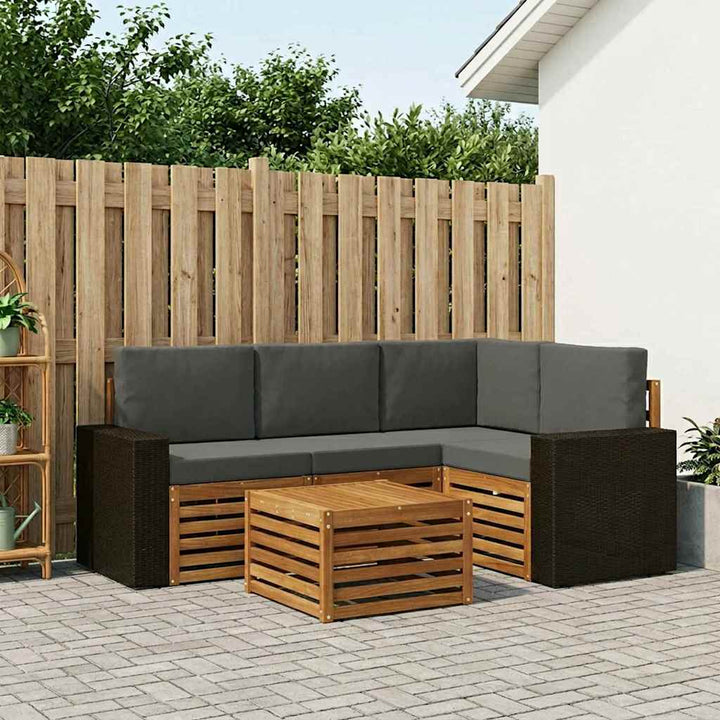 Udendørs sofagruppe 5 pcs Naturlig og Antracit 59 x 59 x 37 cm