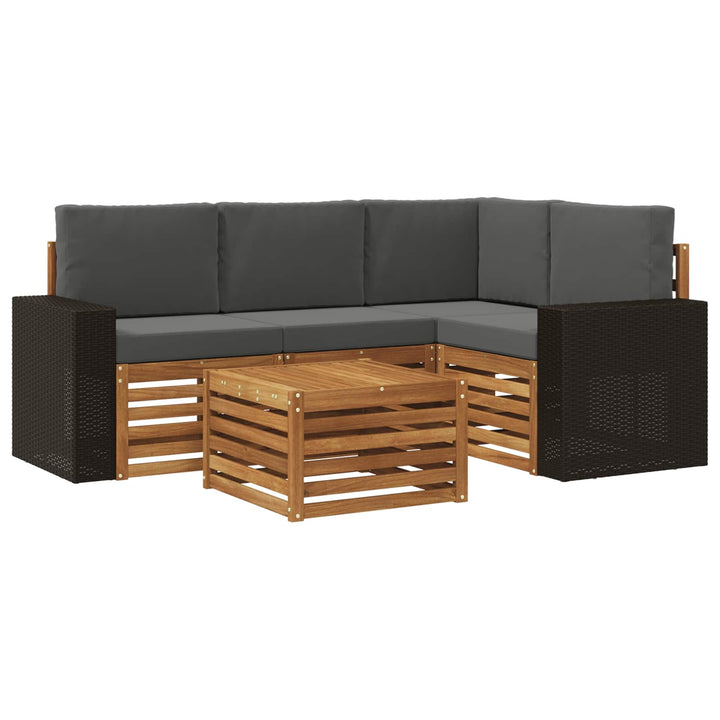 Udendørs sofagruppe 5 pcs Naturlig og Antracit 59 x 59 x 37 cm