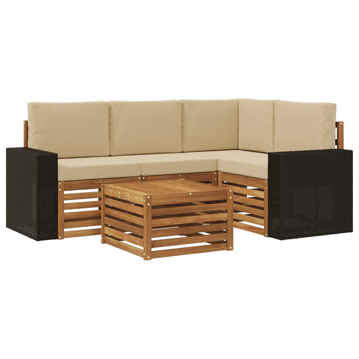 Udendørs sofagruppe 5 pcs Naturlig og Beige 59 x 59 x 37 cm