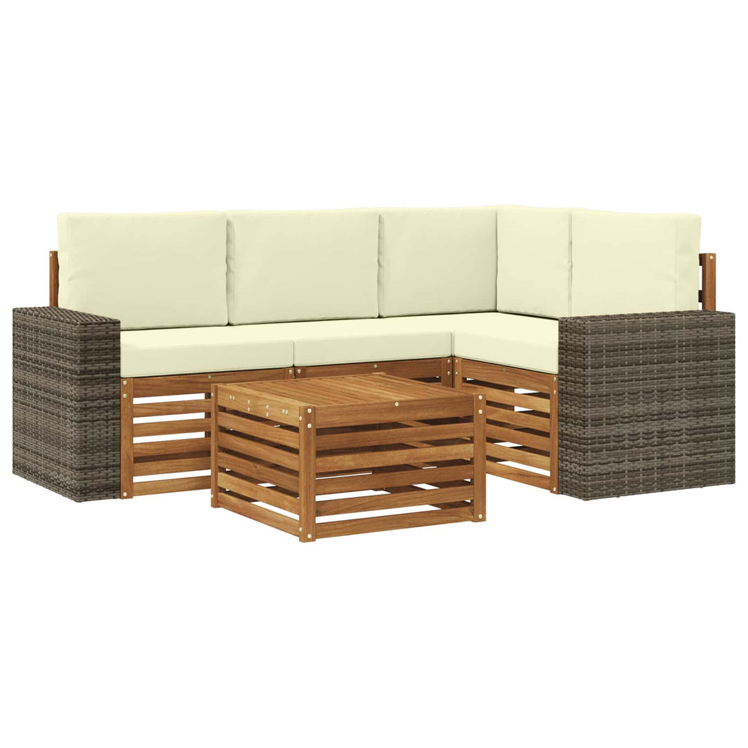 Udendørs sofagruppe 5 pcs Naturlig og Fløde 59 x 59 x 37 cm