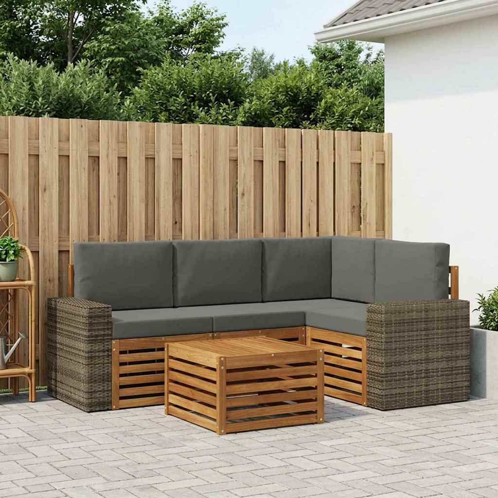 Udendørs sofagruppe 5 pcs Naturlig og Antracit 59 x 59 x 37 cm