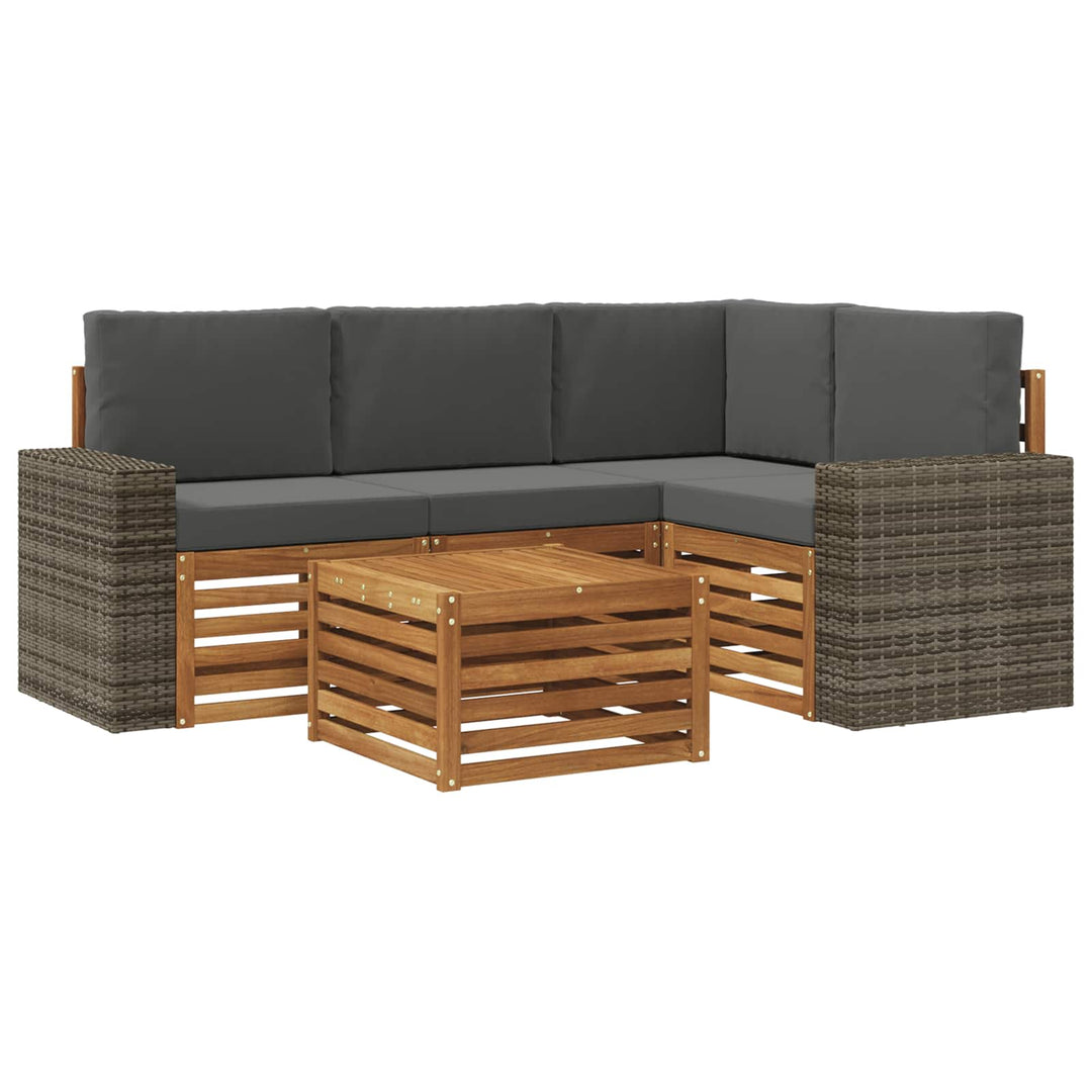 Udendørs sofagruppe 5 pcs Naturlig og Antracit 59 x 59 x 37 cm