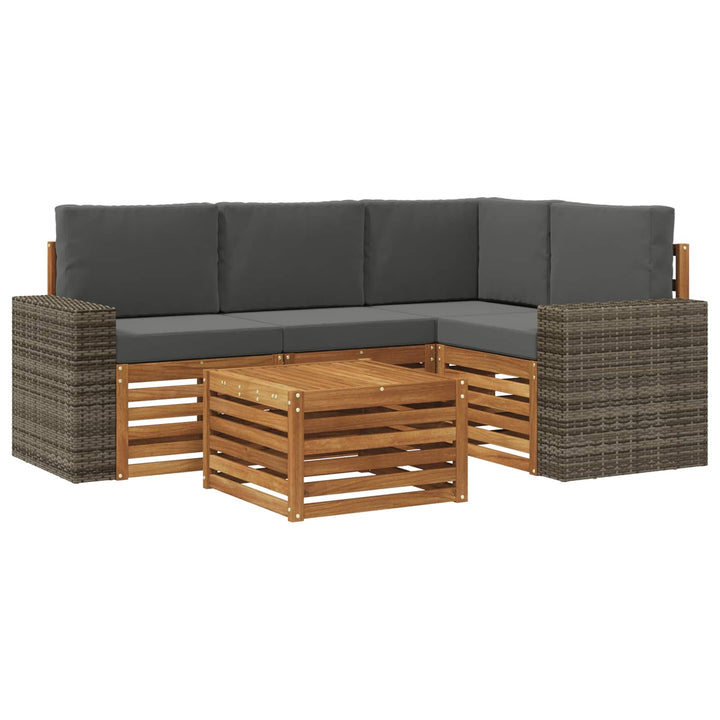 Udendørs sofagruppe 5 pcs Naturlig og Antracit 59 x 59 x 37 cm