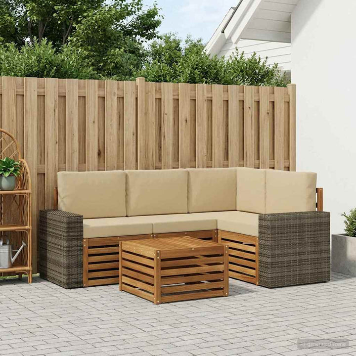 Udendørs sofagruppe 5 stk. Naturlig og Beige Polyester