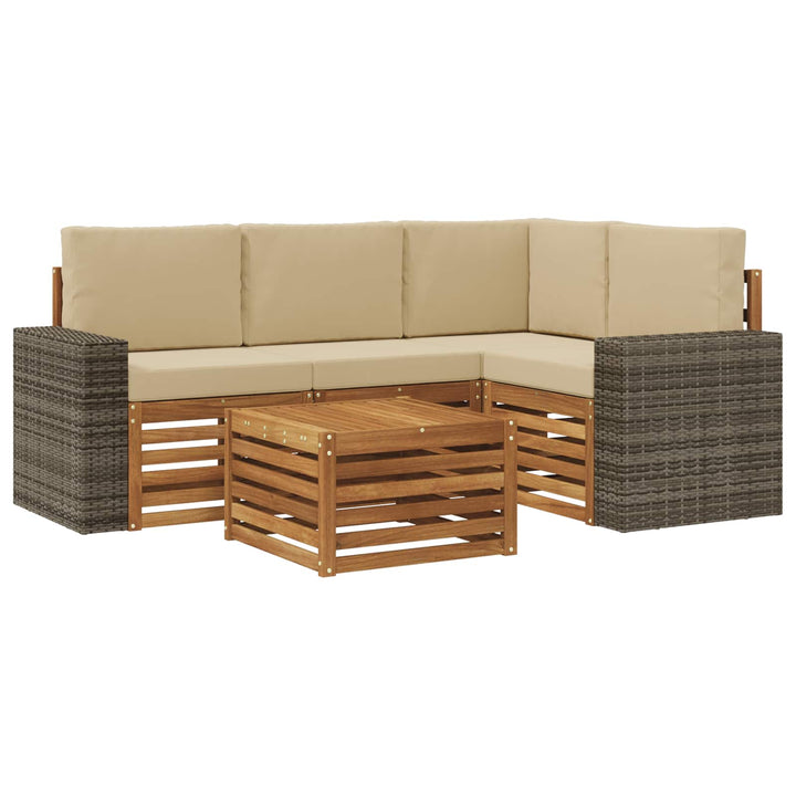 Udendørs sofagruppe 5 pcs Naturlig og Beige 59 x 59 x 37 cm