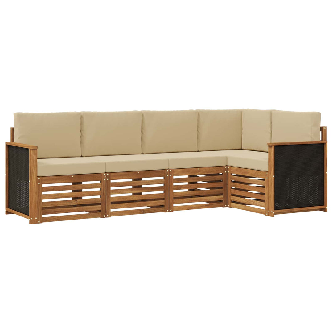 Sektionalsofa sæt 4 pcs Naturfarvet Soli Akacietræ og polyester