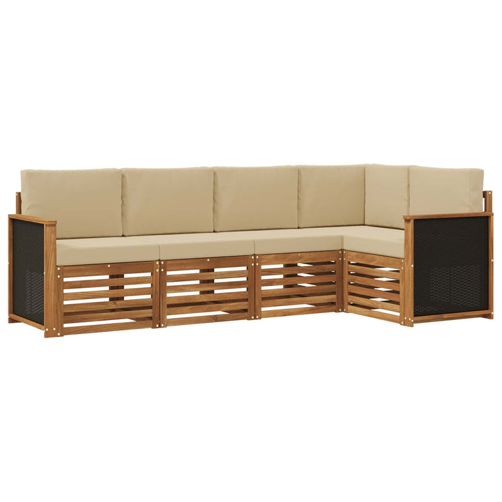 Sektionalsofa sæt 4 pcs Naturfarvet Soli Akacietræ og polyester