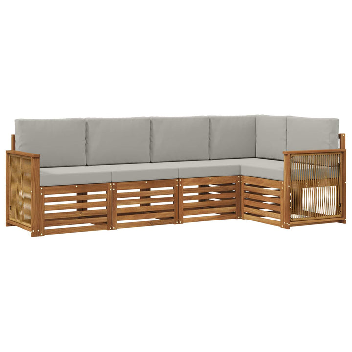 Sektionalsofa sæt med pude 4 pcs Naturfarvet og lysegrå