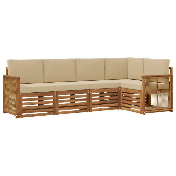 Sektionalsofa sæt 4 pcs Naturfarvet Soli Akacietræ og polyester